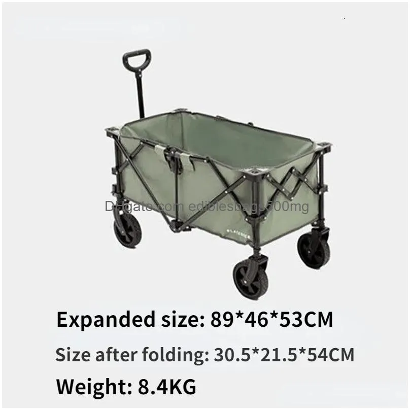 storage baskets camping portable folding car outdoor home shopping cart with pull rod four wheel trolley 230613