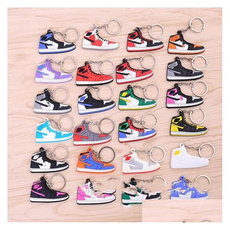 Keychains Designer Fashion Stereo Mini Sile Sneaker Keychain 3D Basketball Shoes Key Ring Holders Gift Handbag Car Drop Delivery Dhvs0