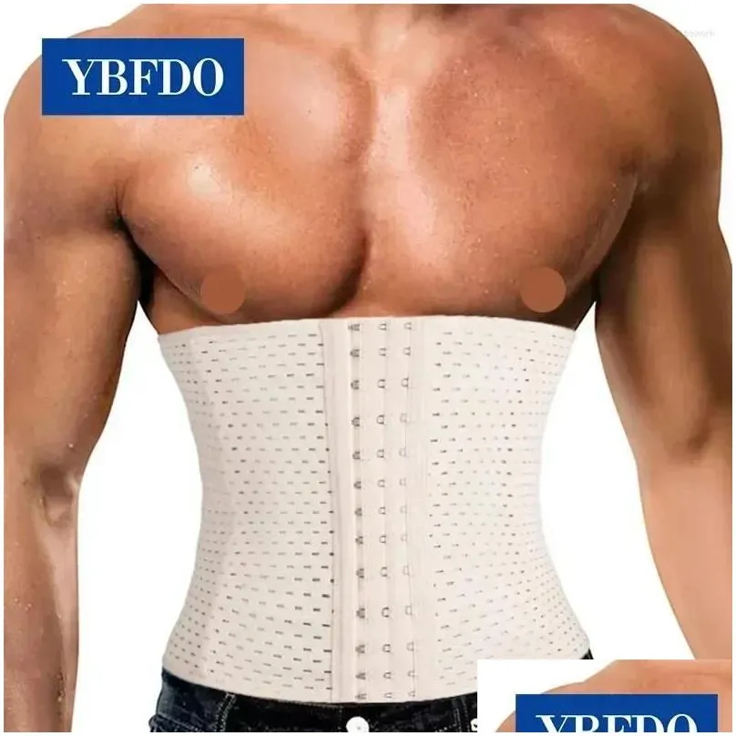waist support trimmer modeling faja trainer strap loss breathable weight shapers men body band slimming boned steel belt