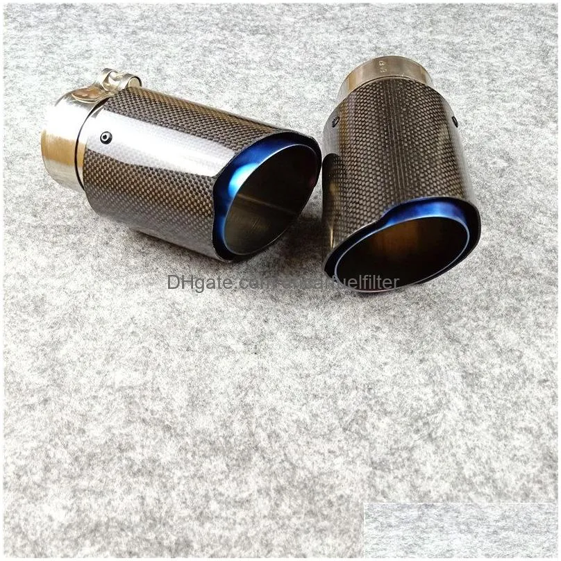 blue stainless steel for universal akrapovic exhaust muffler tips auto carbon car cover styling2pcs