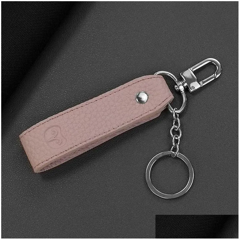 Pu Leather Keychain Wristlet Key Fob Fashion Women Men Keychains Drop Delivery Dh6Od