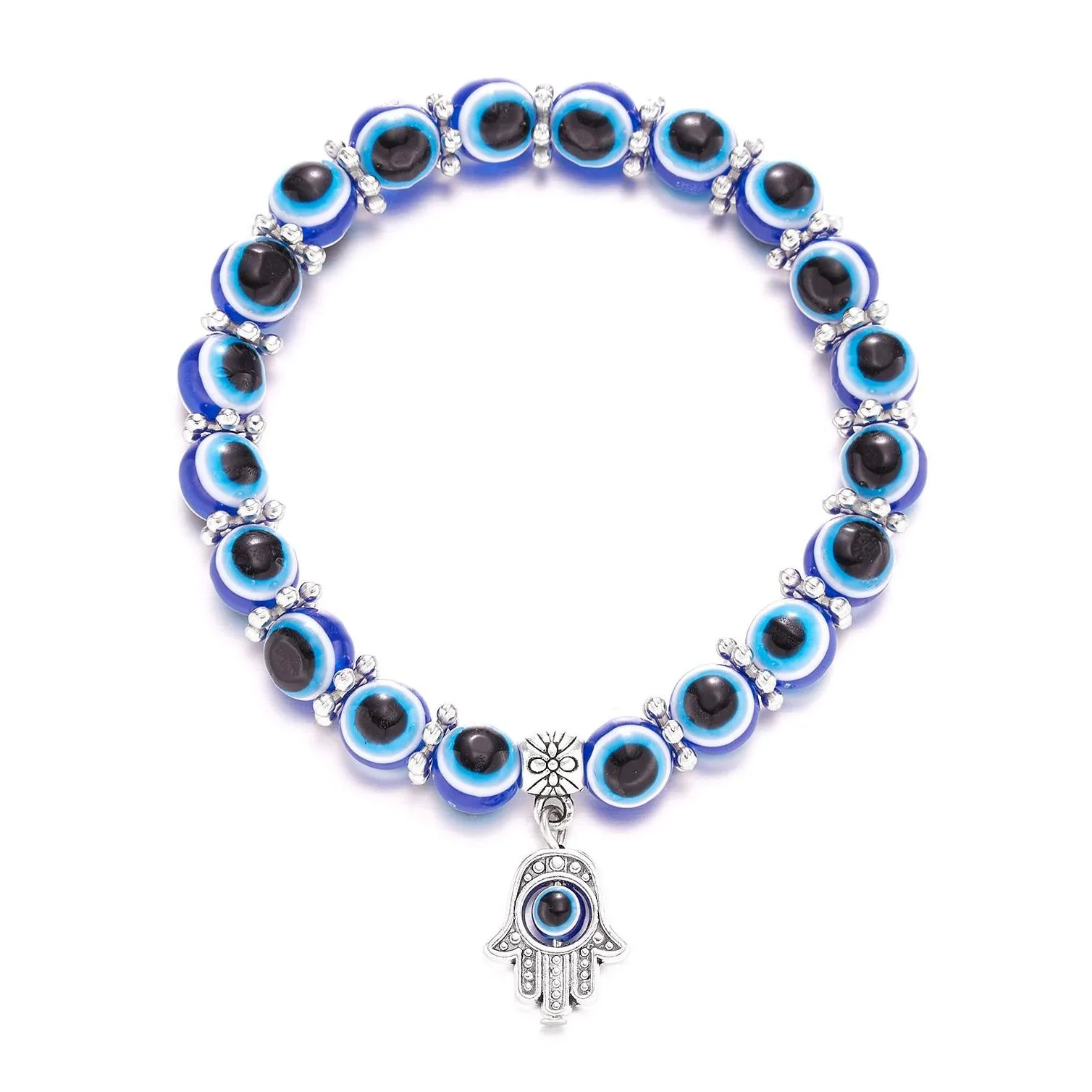 Pendant Necklaces Evil Eye Necklace For Women Keyring Turkish Blue Bead Bracelet Handmade Glasses Charms Bracelets Greek Mati Hamsa Na Dhzbq