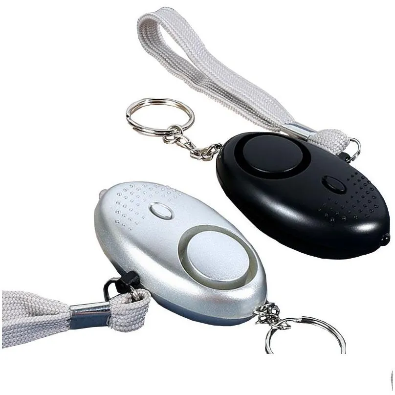 130Db Egg Shape Self Defense Alarm Keychain Pendant Personalize Flashlight Personal Safty Key Chain Charm Car Keyring Drop Delivery Dhc4I