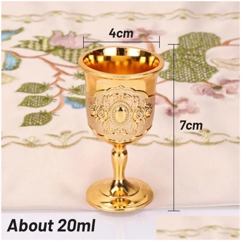 mugs retro creative small beverage wine cup golden goblet european style home bar propitiate water white brass copper