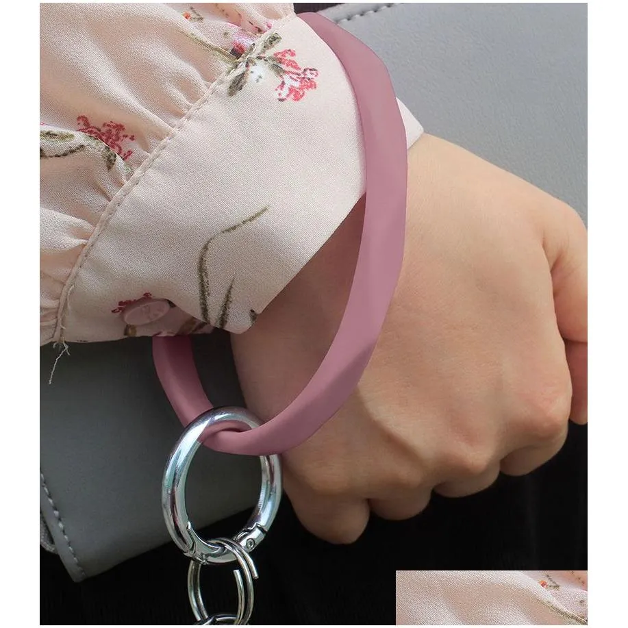 Sile Bangle Key Ring Wrist Keychains Men Women Rubber Bands Gym Sport Flexible Rhombus Jewelry Keyring Bracelets Drop Delivery Dhhg2