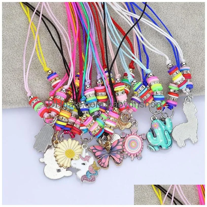 multi fashion kids lucky jewelry bracelet happy children mermaid flamingo butterfly necklace girl student gift