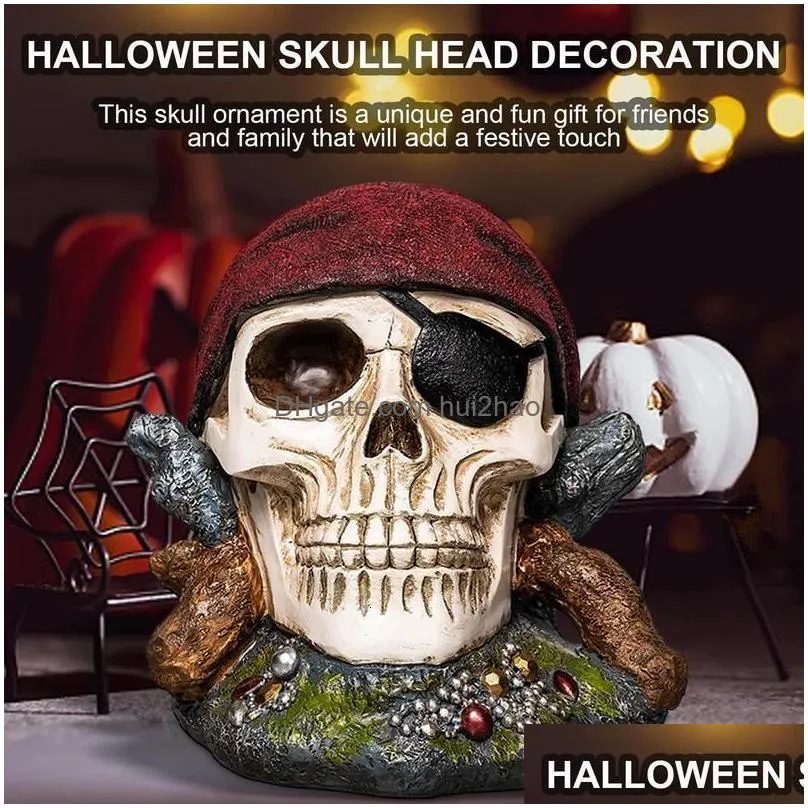 novelty items skull statue piglet bank pirate shaped coin saving box resin skull pirate figurine coin bank for bedroom wine shelves living