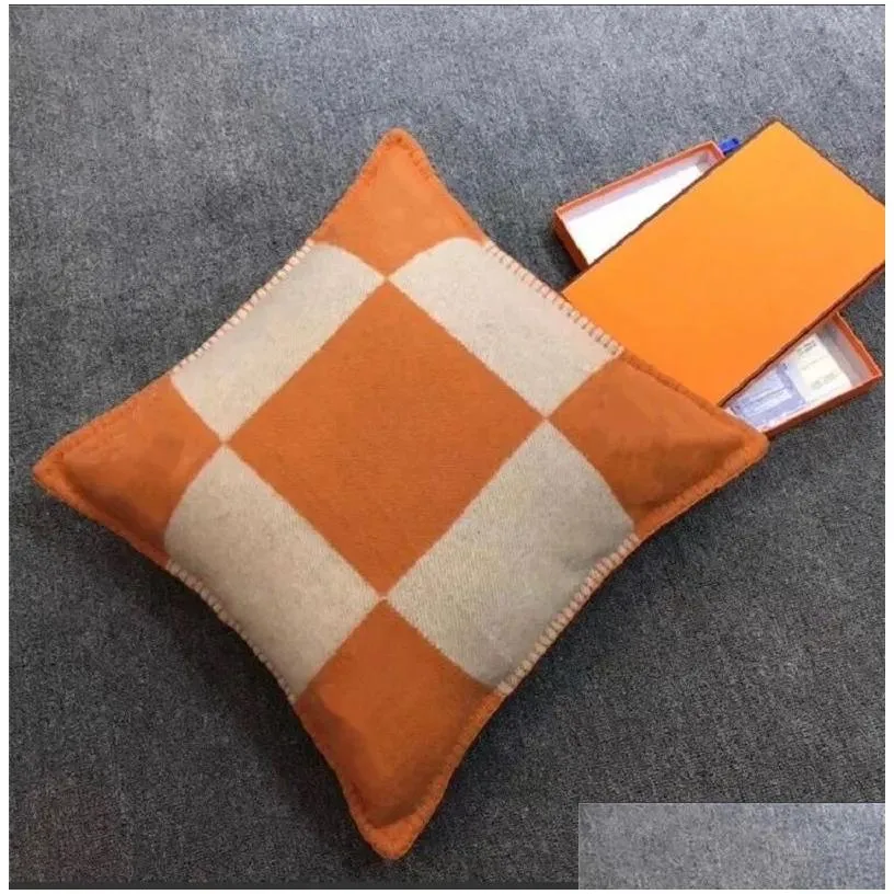 letter pillow soft wool cushion pillows can match with blanket home decorativegray orange black