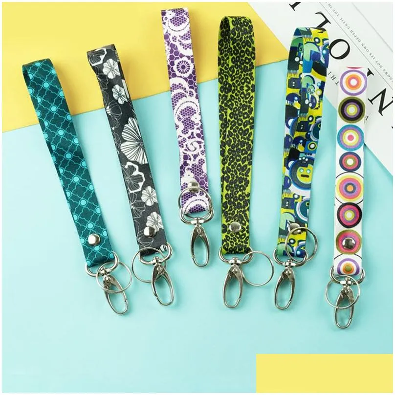 Wristlet Keychain Short Strap Lanyard For Keys Sublimation Printing Polyester Ribbon Wrist Key Holder Women Men Drop Delivery Dh179