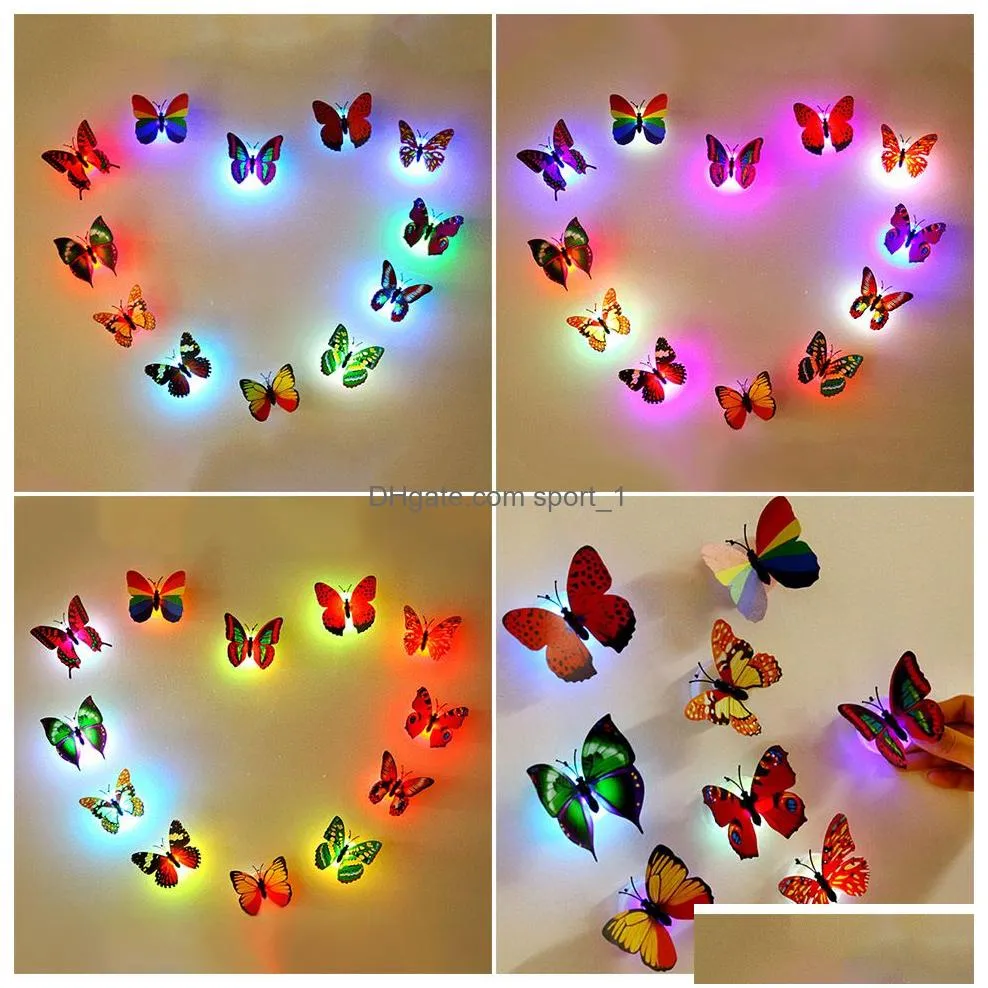 butterfly night lights can be pasted with 3d butterfly wall stickers for home decoration diy living room wall stickers