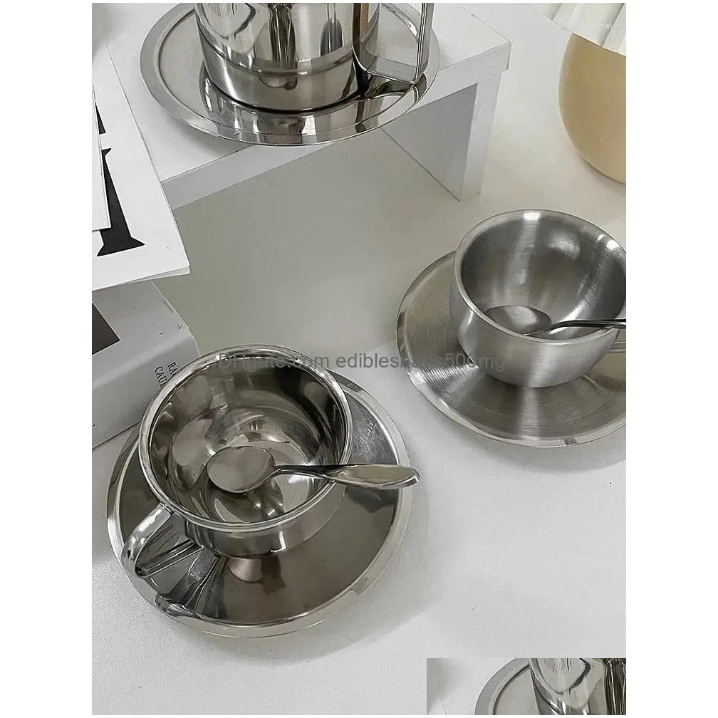 cups saucers small and niche instagram style coffee cup plate set stainless steel exquisite afternoon tea