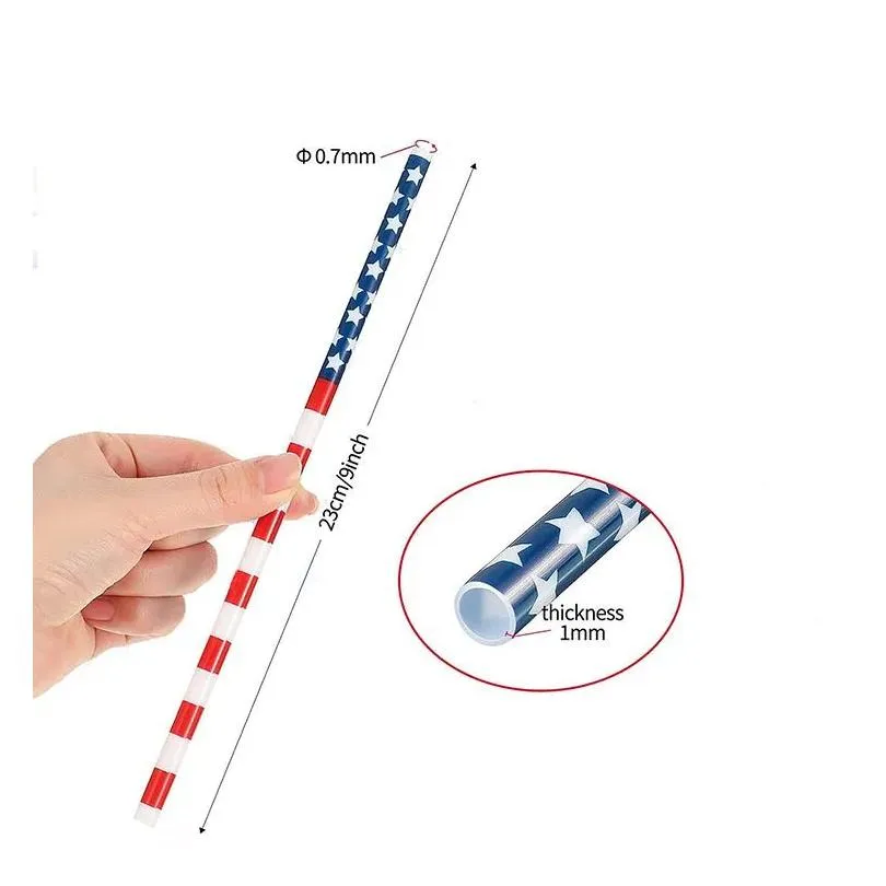 Drinking Straws 9 Inches Reusable Plastic Printed Sts Lemon Cactus Leopard Daisy Camouflage American Flag Zebra Pattern For Mason Jar Dhuev