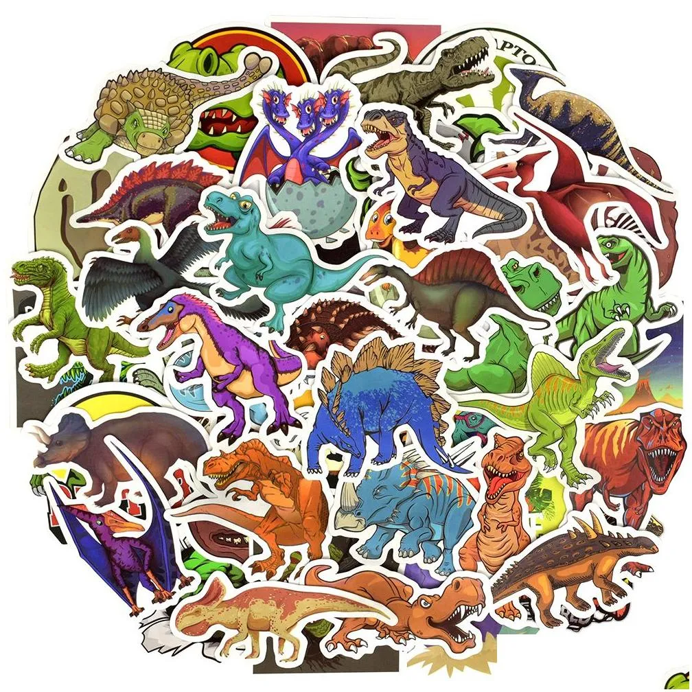 Wall Stickers 100 Pcs Dinosaur And Car Stickers For Boys Kids Cool Funny Waterproof Sticker Diy Laptop Skateboard Lage Travel Case Gui Dhfd1