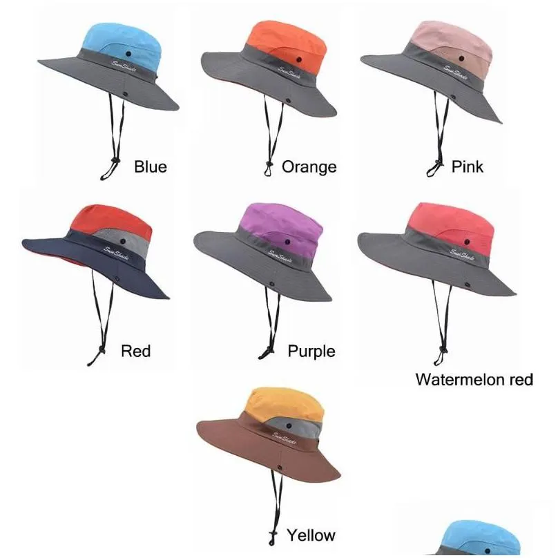 Wide Brim Hats Summer Visors Beach Cap Women Sun Hat Suncap Visor Womens Hatwide Hatswide Drop Delivery Dht10