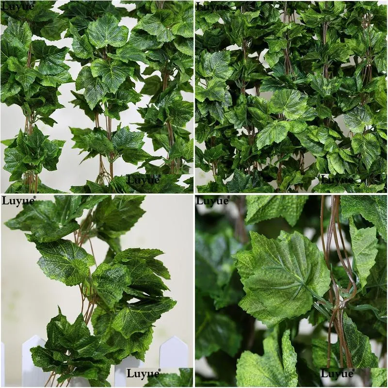 real artificial flower silk grape leaf garland faux vine ivy indoor /outdoor home decor wedding flower green christmas gift wholesale