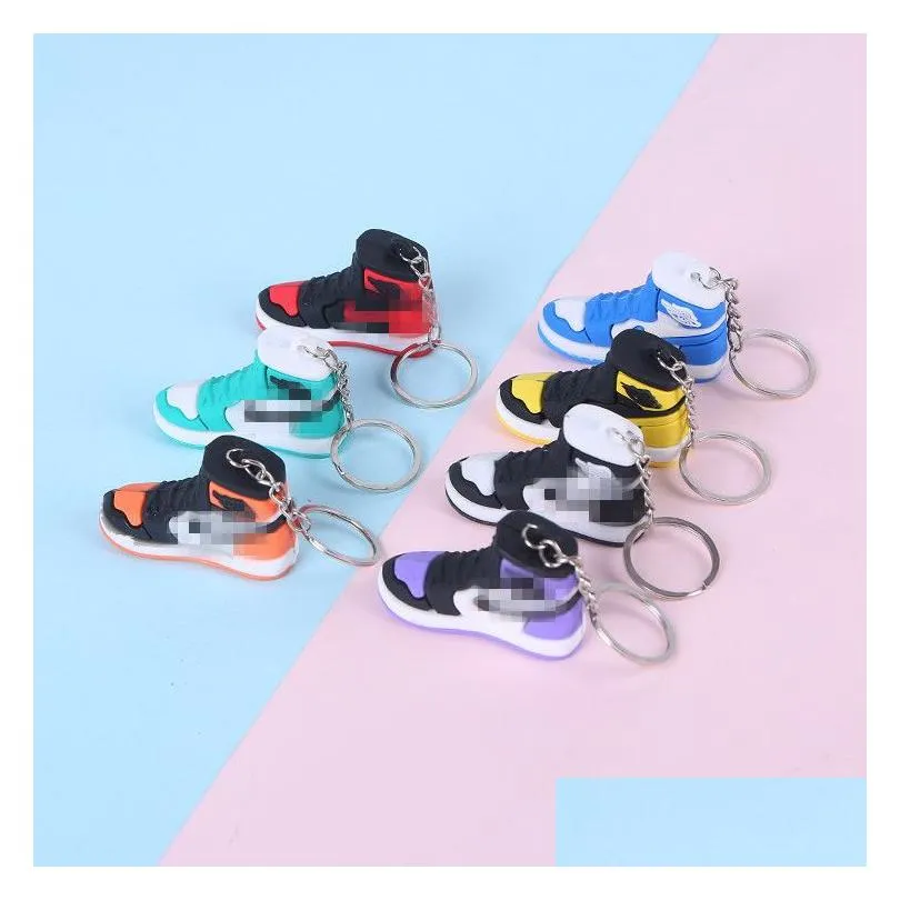 Wholesale Designer Mini 3D Basketball Shoes Keychains With Box Men Women Kids Key Ring Gif Sneaker Keychain Holder High Quality Drop Dhrvz