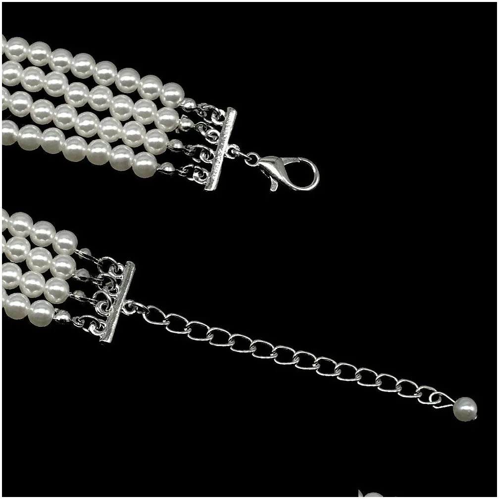 Dog Collars & Leashes Elegant Crystal Collar Necklace Choker Style Rhinestone Pearl Pet Accessories Necklaces For Dog Chihuahua Ccj303 Dhcck