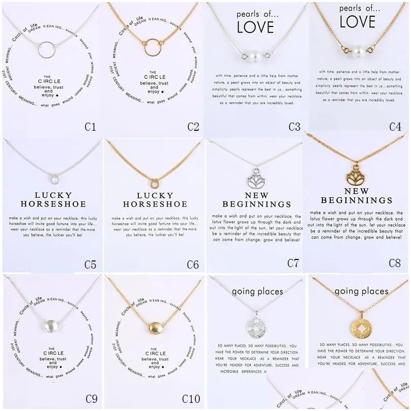 Pendant Necklaces New Arrival Dogeared Necklace With Gift Card Elephant Pearl Love Wings Cross Key Zodiac Sign Compass Lotus Pendant F Dhsxw