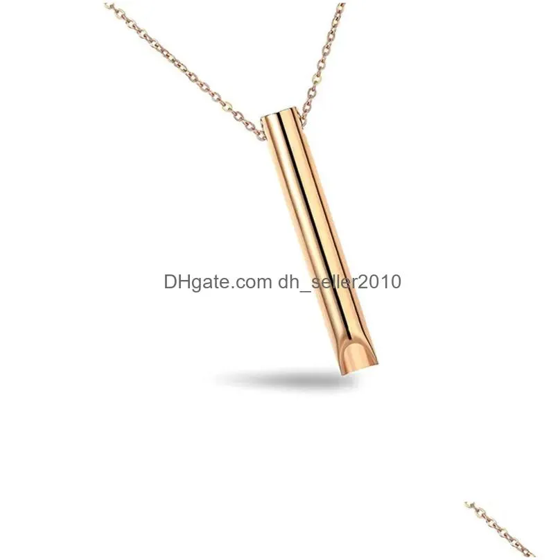 Pendant Necklaces Uni Stainless Steel Anxiety Breathing Necklace For Women Relief Meditation Yoga Ritual Female Jewelry Drop Delivery Dh1A3