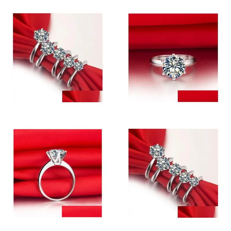 Cluster Rings 3Ct Round Cut Solitaire Engagement Ring For Women 925 Sterling Sier Gorgeous Female Drop Delivery Dhuk8