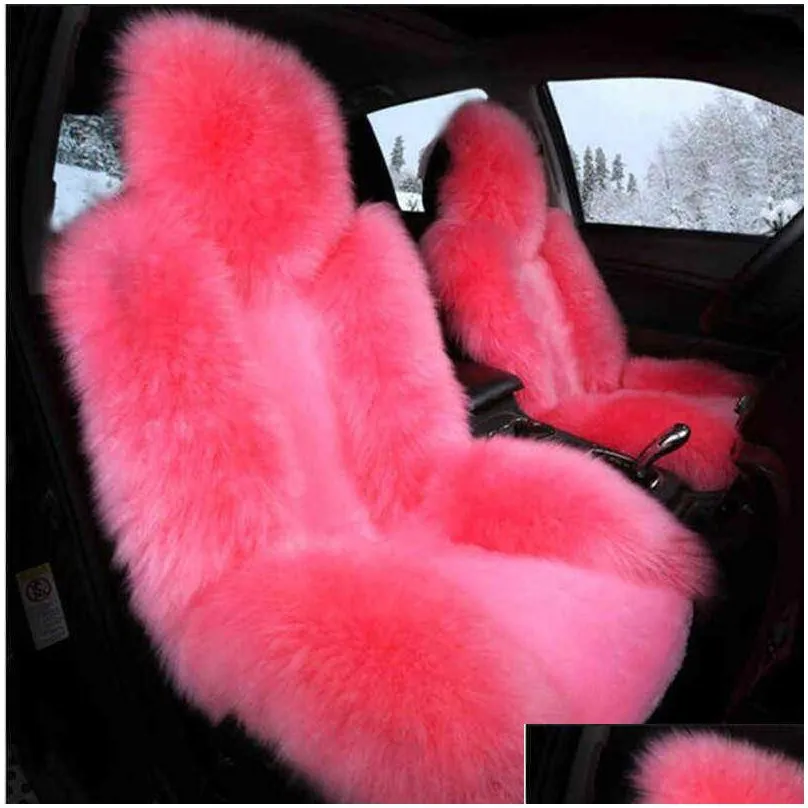 Seat Cushions Winter 100% Natural Long Wool Car Seat Er Mat Warm Australian Sheepskin Fur Cushion P Size 1 Piece H220428 Drop Delivery Dh5Ob