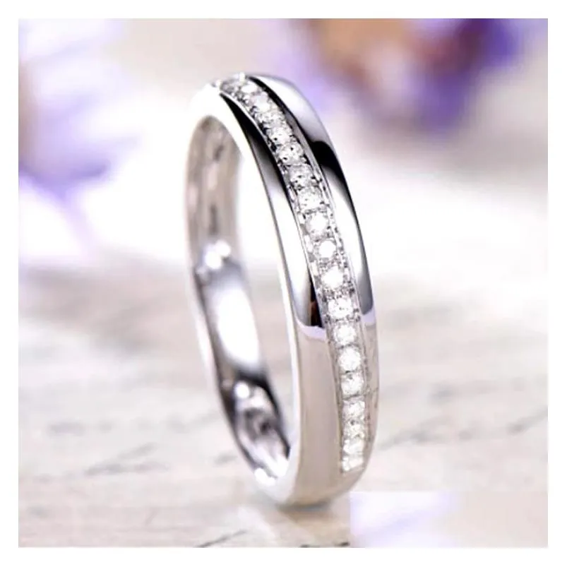 Cluster Rings S925 Sier Fashion Row Diamond Ring Female Simple Japanese And Korean Index Finger Fl Jewelry Drop Delivery Dhna5