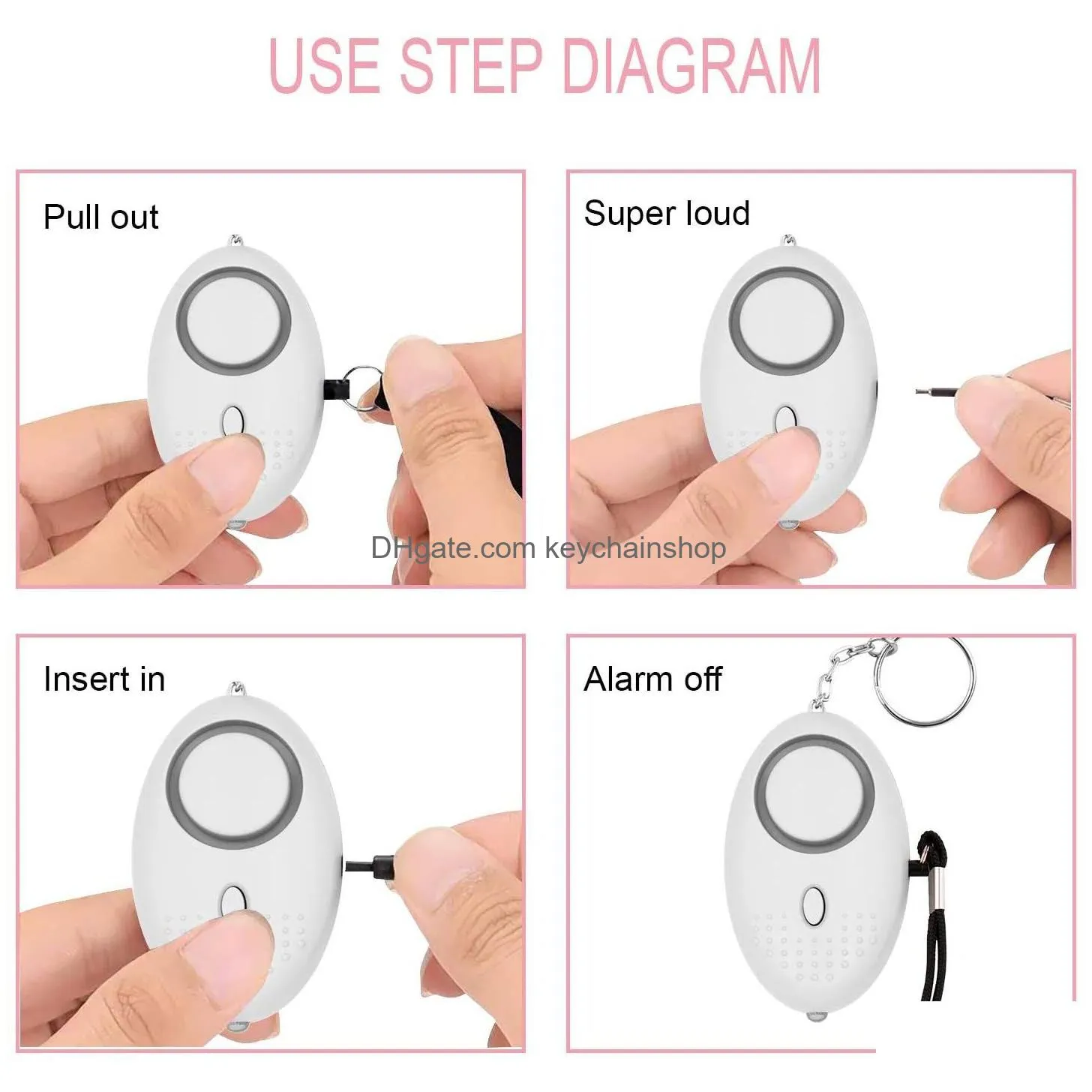 Wholesale 100X Personal Self Defense Alarm Girl Women Old Man Security Protect Alert Safety Scream Loud Keychain 130Db Egg Drop Deliv Dhrym