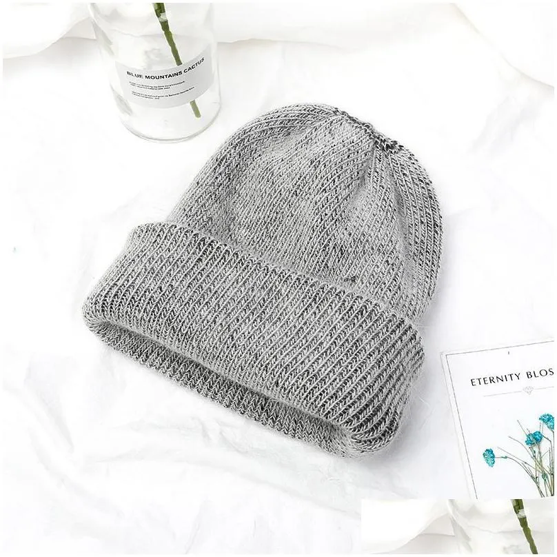 Beanie/Skull Caps Beanies Beanie/Skl Caps Autumn Winter Hair Hat Warm Hats Casual Women Solid Adt Cashmere Knitted Beanie With Color O Dhpei