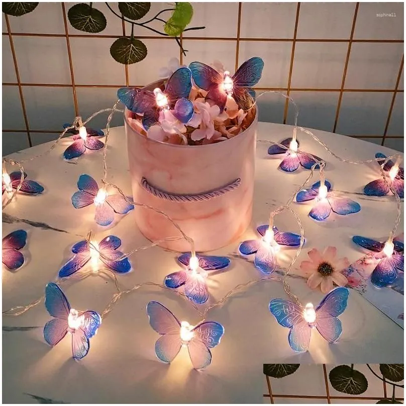 party decoration 1.5m 10 led butterfly lights string battery outdoor fairy night lamp room garland curtain gitls brithday wedding