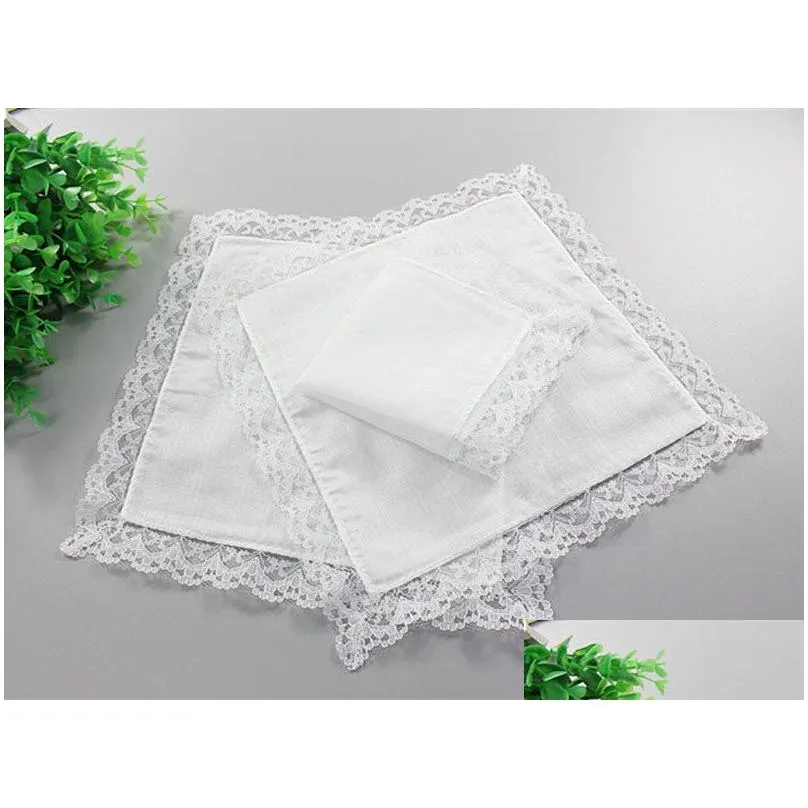 Handkerchief White Lace Thin Handkerchief Woman Wedding Gifts Party Decoration Cloth Napkins Plain Blank Diy 25X25Cm Drop Delivery Hom Dhc7S