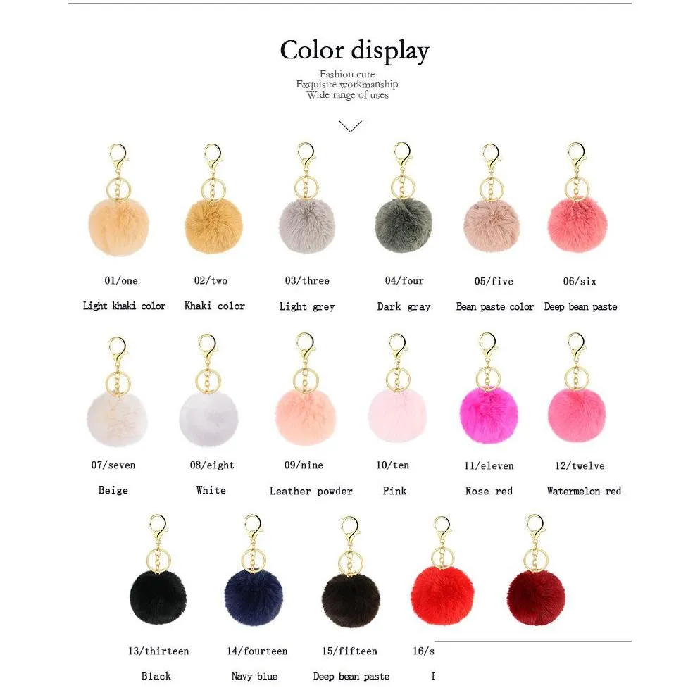 Keychains & Lanyards Mticolor 8Cm Rabbit Fur Ball Keychain Pom P Car Key Chain Handbag Ring Pendant Drop Delivery Fashion Accessories Dh74X