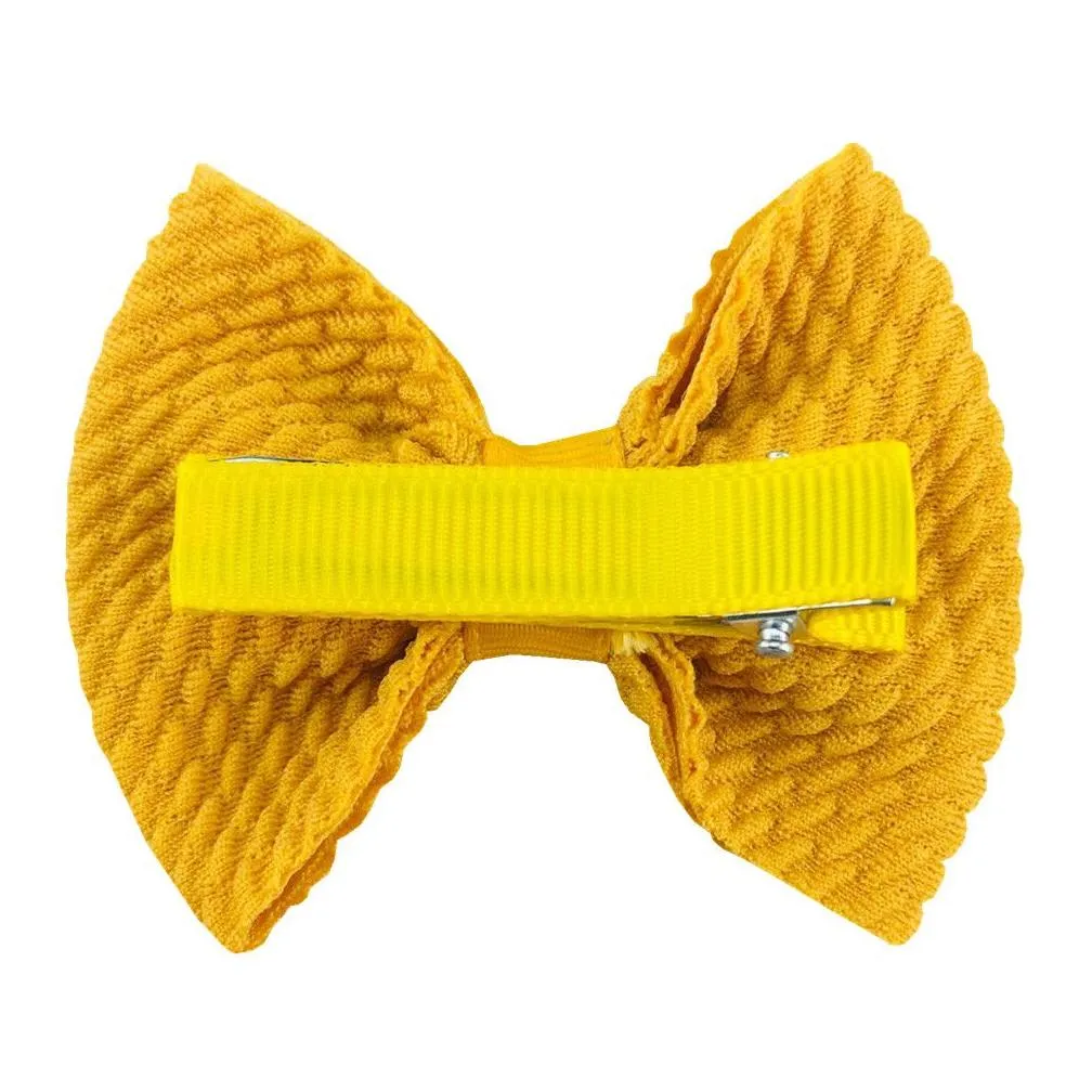 Hair Accessories New 2.5 Baby Bows Nylon Headband Kids Girls Knotbow Elastic Headbands Child Waffle Bow With Clips Hairpins Headwear D Dhbvg