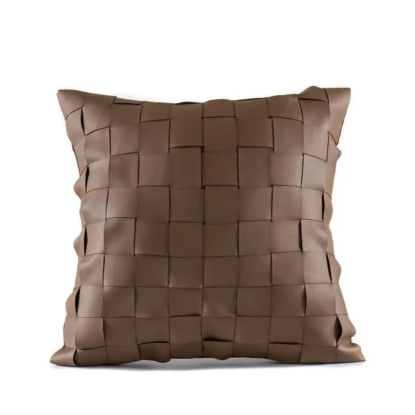 pillow home decoration faux leather cover green orange brown black 45x45cm woven for couch sofa chair living room