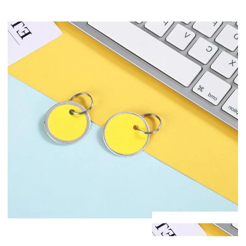 Metal Rimmed Key Tags Round Paper With Split Rings 32Mm Keychain Customize Logo Promotion Drop Delivery Dhgi7