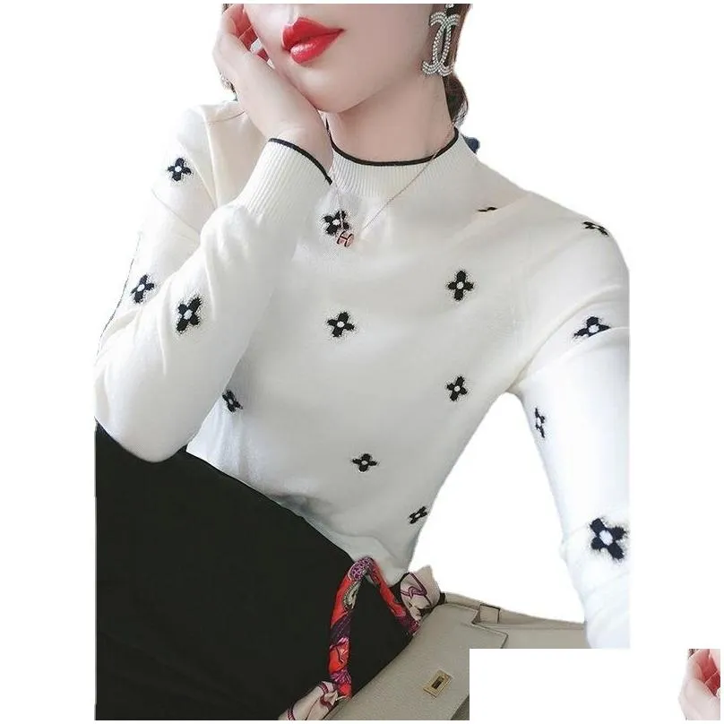 women`s sweaters delicate embroidered sweater woman autumn and winter slim large undershirt students han version of long-sleeved