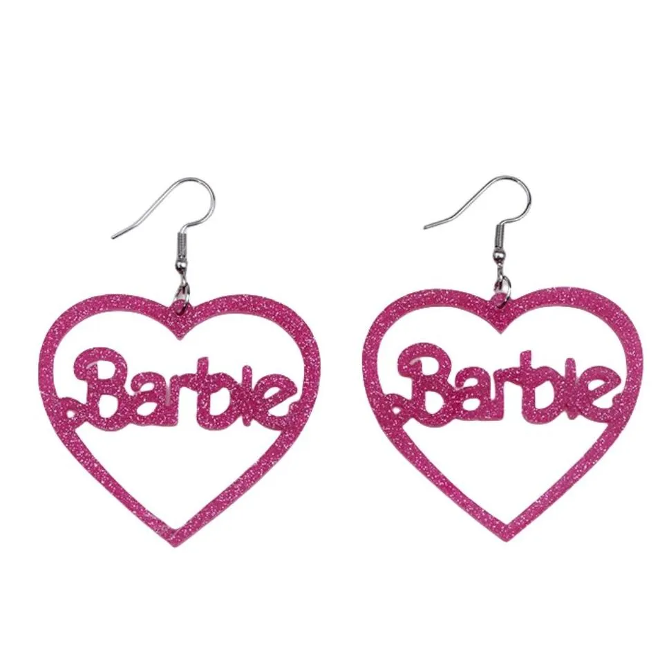 Dangle & Chandelier Fashion S Dangle Letter Drop Earrings Kawaii Pink Glitter Love Hollow Acrylic Heart Charm Earring Girls Cartoon C Dhyum