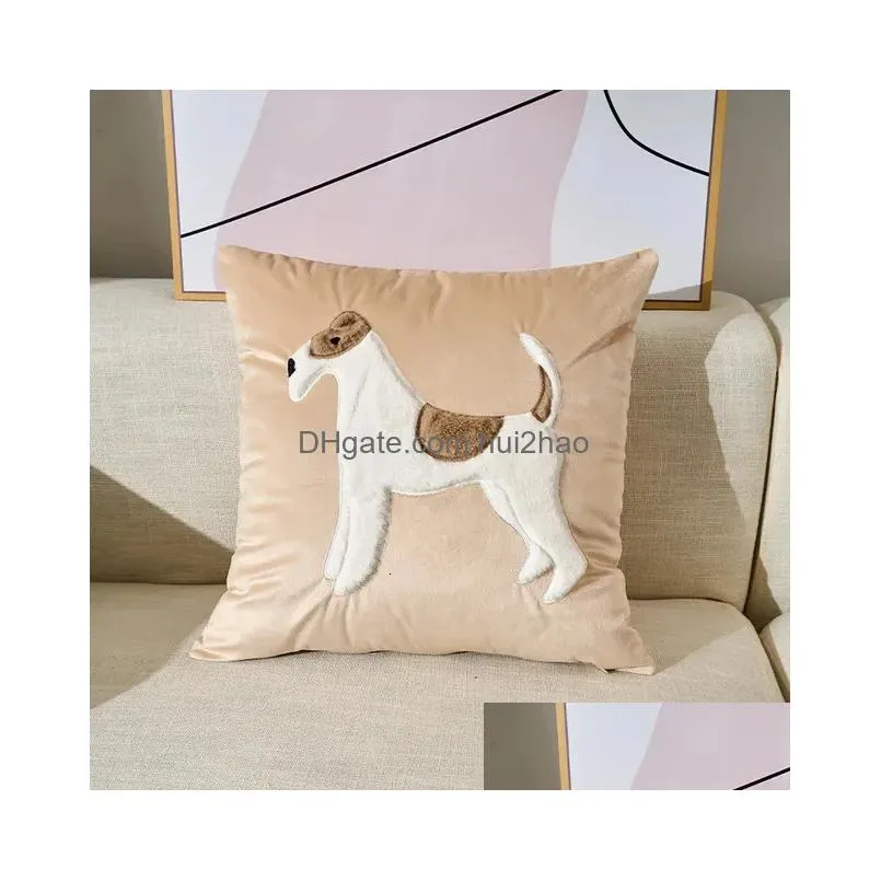 rabbit cute decorative cushion cover 45x45 pink pillow case throw cushion cover animal embroidered velvet pillow cover 231220