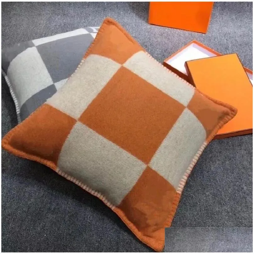 letter pillow soft wool cushion pillows can match with blanket home decorativegray orange black