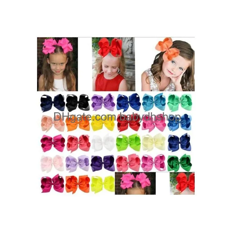 30 colors 6 inch girl hair bows candy color barrettes design hairs bowknot children girls clips 13.5g beautiful girl hair accessory