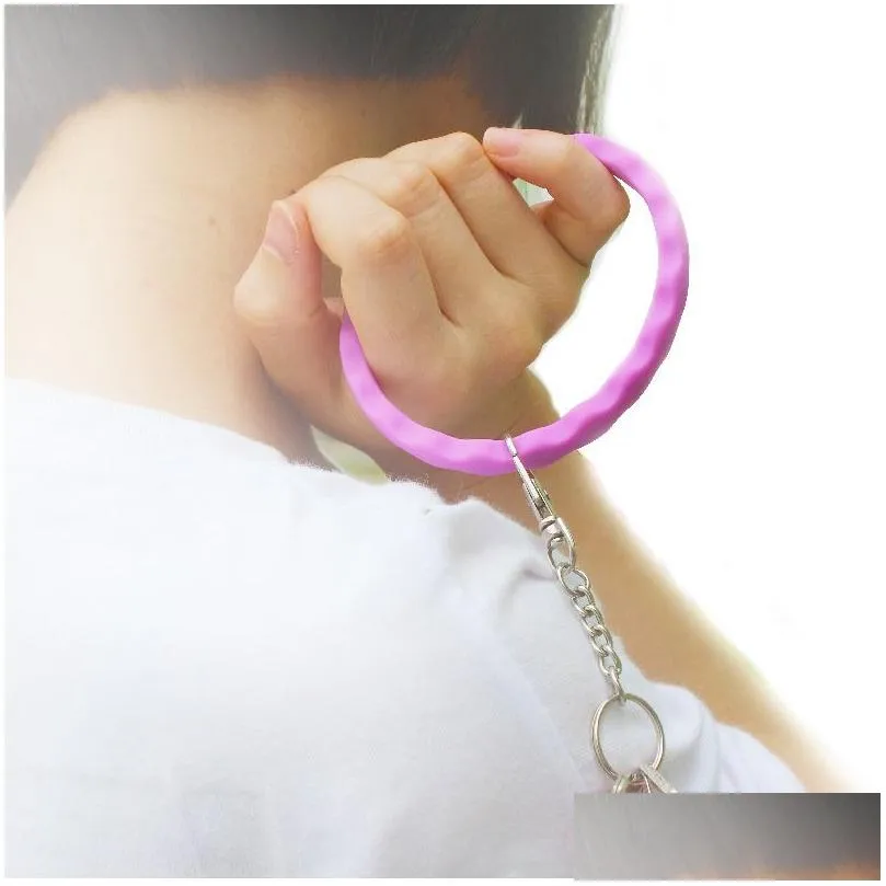 Sile Bangle Bracelet Keychain Key Saver Wave Rings Rubber Bands Keyring Loop Fob For Men Women Wristlet Drop Delivery Dhwq5