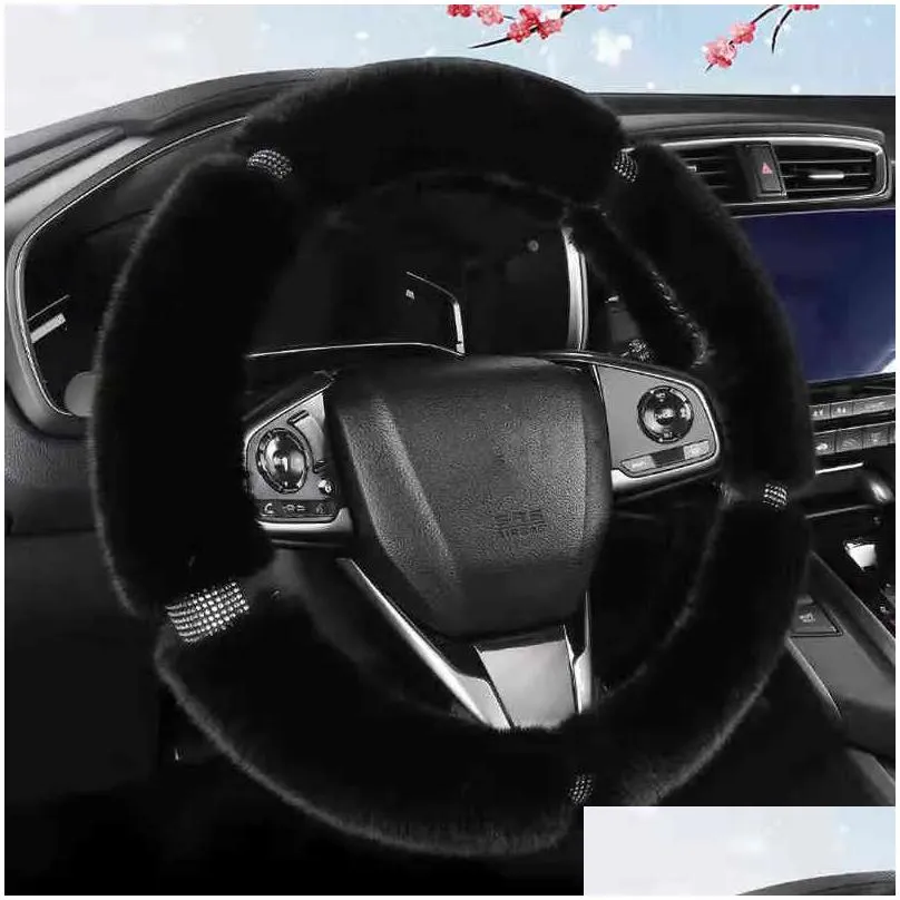 Steering Wheel Covers 3738Cm Soft P Rhinestone Car Steering Wheel Er Interior Accessories Styling J220808 Drop Delivery Automobiles Mo Dhxfa