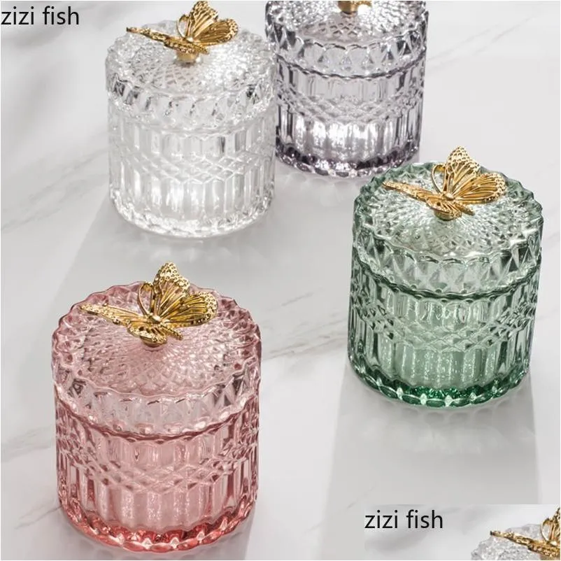 storage bottles jars pink relief and lids glass suger jar dressing table jewelry dish cosmetic cute crystal candy pots home decor
