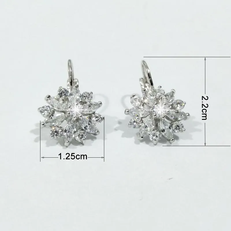 night accessories europe and the united states ear buckle aaa colorful flowers zircon stud earrings