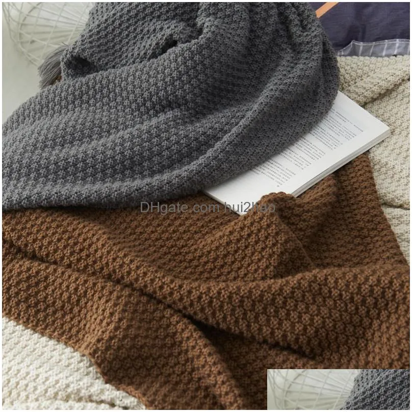 blankets holaroom thread blanket with tassel solid beige grey coffee throw blanket for bedroom sofa home textile fashion knitted blanket