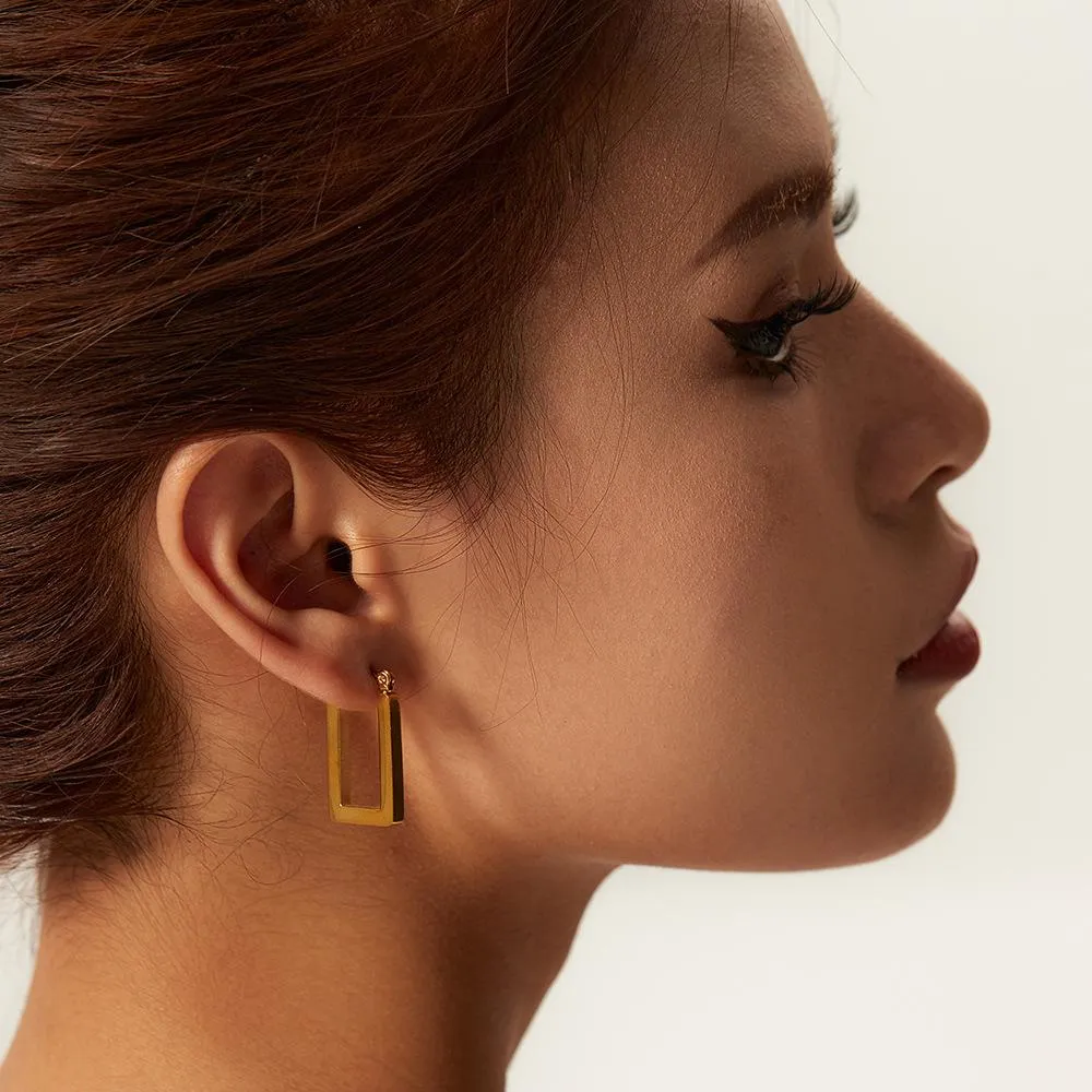 2021 chunky twist croissant stud earrings 18 gold-plated stainless steel hoop earrings for women
