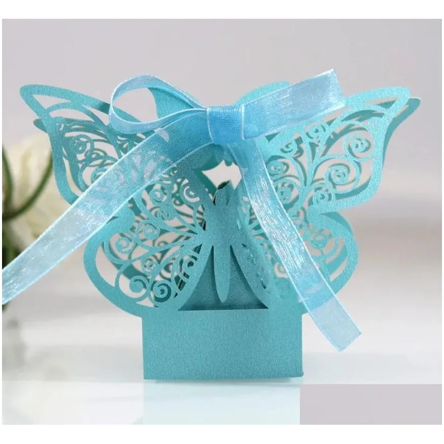 gift wrap 10/50/100pcs butterfly boxes wholesale candy favors packaging with ribbons for baby shower wedding birthday party supplies