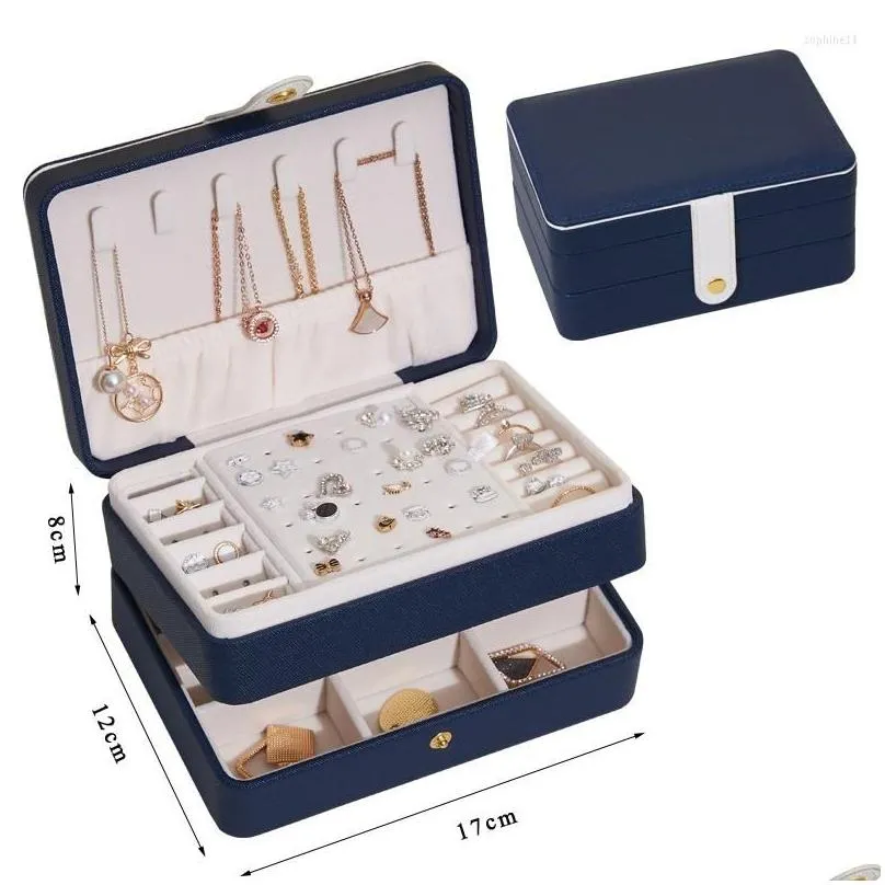 storage boxes size s/m/l jewelry organizer display travel jewellery case portable box pu earring holder
