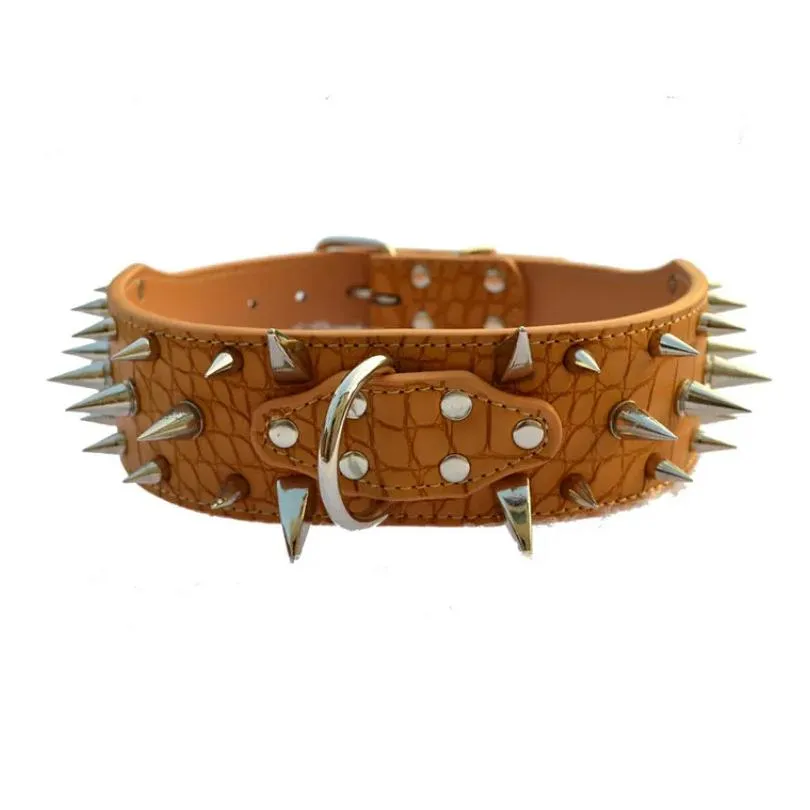 dog collars alloy horn spike nail pet collar wolf teeth rivet leather neck circle chain supplies