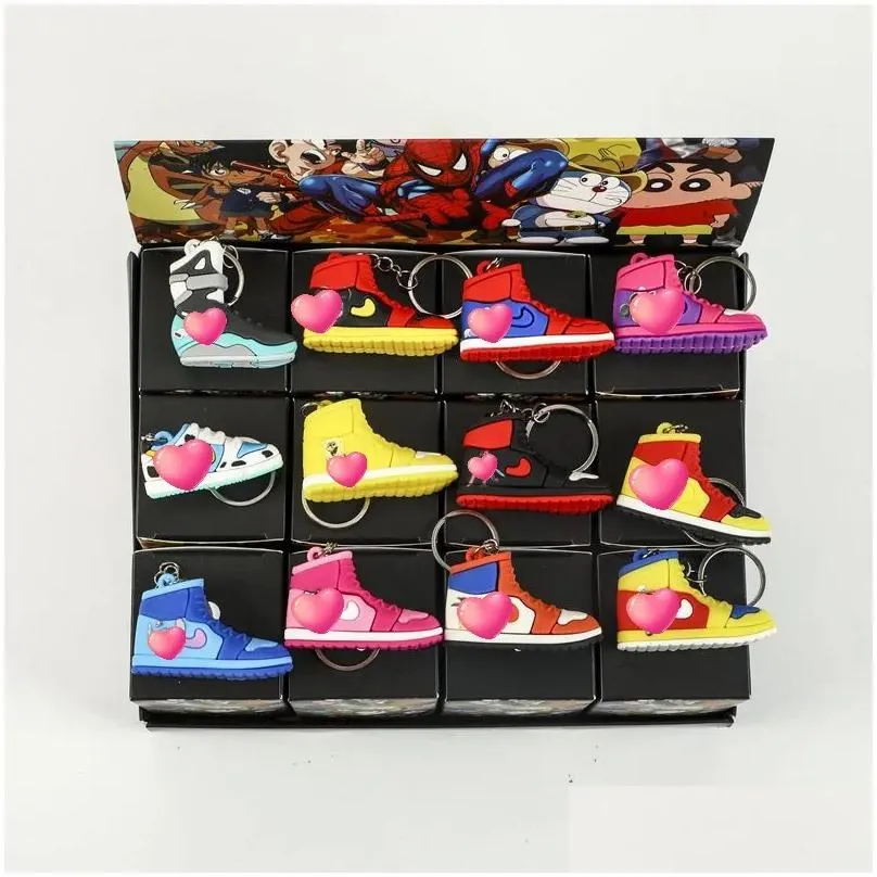 Wholesale 12Pcs Sneaker Keychain Shoe Box Includes Key Chain Cardboard Gift Model Keychains Packaging Jewelry With One Drop Delivery Dh7Je