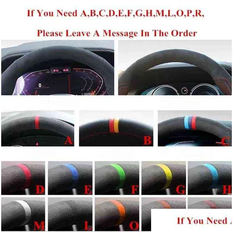 Steering Wheel Covers Custom Car Steering Wheel Er Wrap Antislip Suede Leather Braid For M Sport M3 E90 E91 E92 E93 E87 E81 E82 E88 X1 Dhzkm